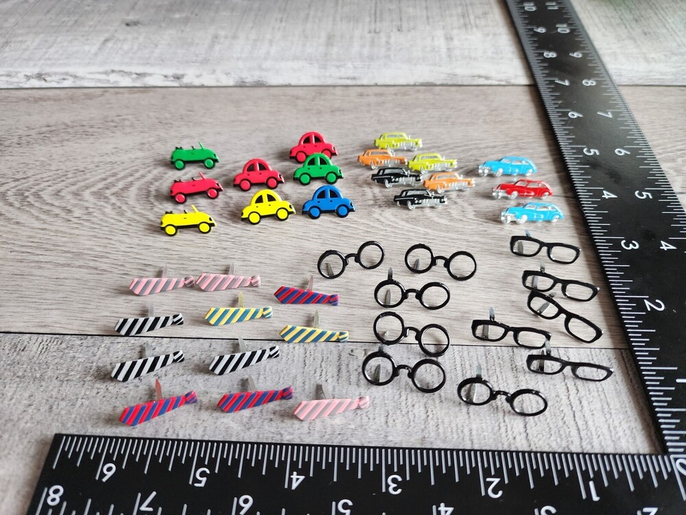 Scrapbook Craft Card Journal Embellishments Cars Ties Men Brads Eyelets LOT